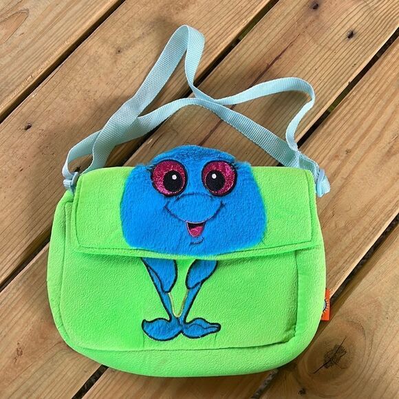 Adventure Planet Blue Green Fuzzy Soft Dolphin Purse Bag 12” x 9” Plush - Picture 1 of 6
